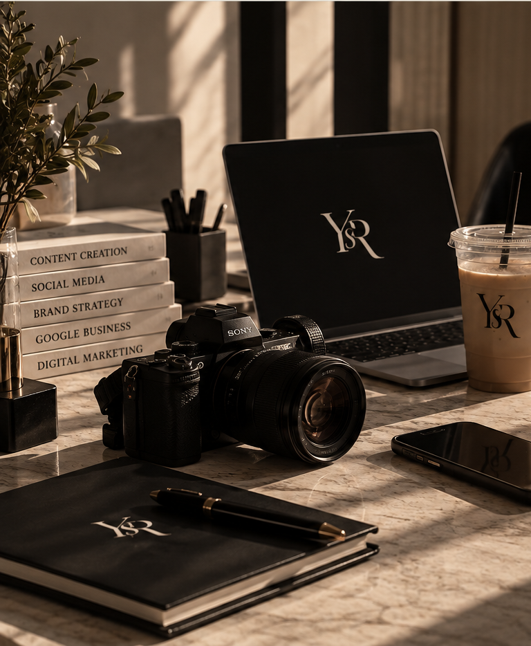 Content creation camera and marketing workspace
